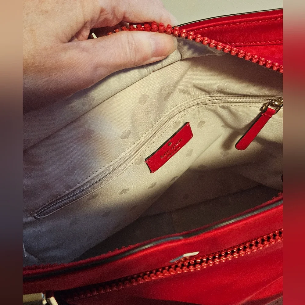 Kate Spade Red Nylon Medium Satchel Purse - Picture 8 of 10
